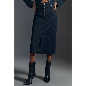 NWOT Anthropologie Pilcro Sparkle Denim Jean Pencil Skirt Dark Wash Womens XS